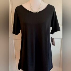 LulaRoe Women Short Sleeve Black Tunic Top Shirt Size XXS NWT